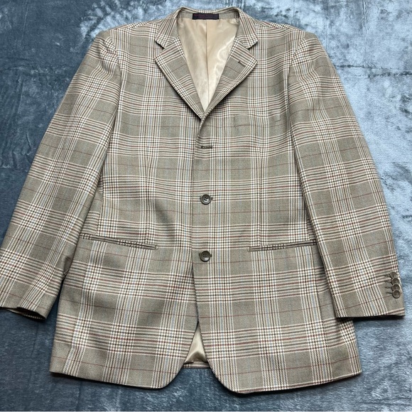 loriano Other - Loriano 40R Disegno Collezione Super 100s Men's Wool Blazer Sport Coat Glenplaid